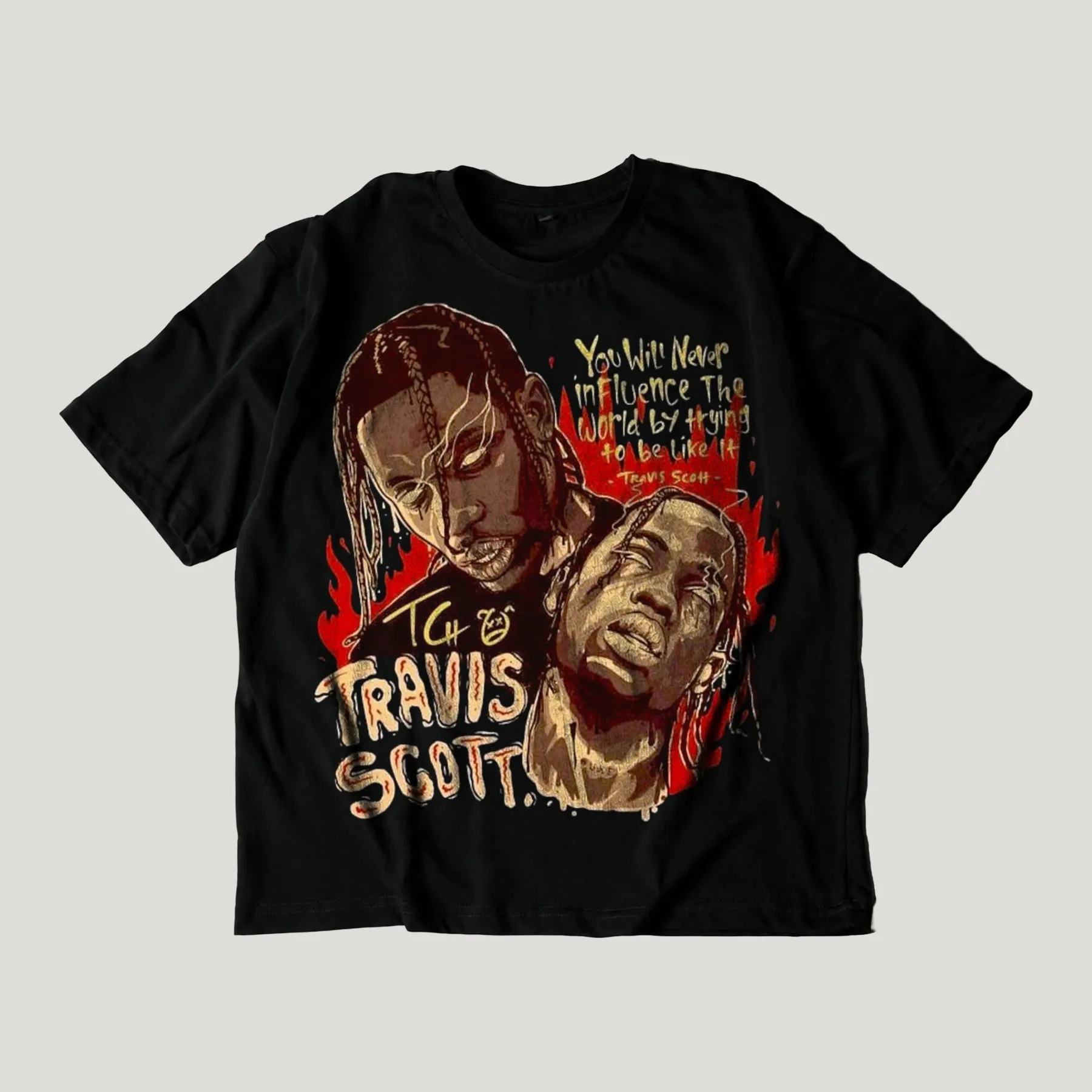 Travis Scott Illustrated Portrait Graphic Tee